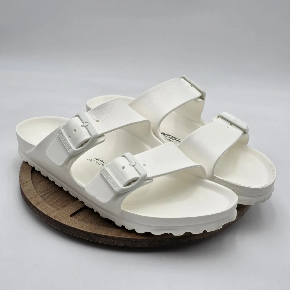 Birkenstock Arizona EVA Unisex Sandals SZ 39 L8 M6 White Double Strap Slide EUC